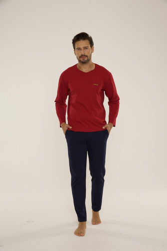 Piżama Męska 683 Kevin De Lafense - bordo- granat