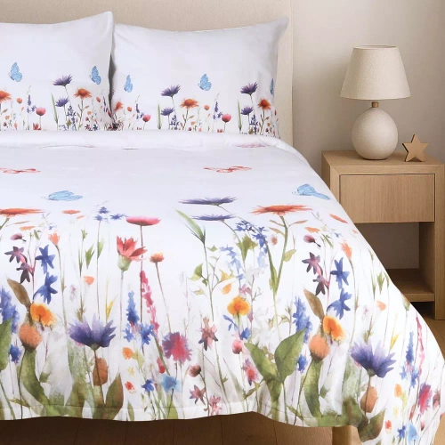 31512/1 Darymex Flanelove biała kolorowa kwiaty– komplet pościeli flanelowej, 100% bawełna, ciepła i przytulna