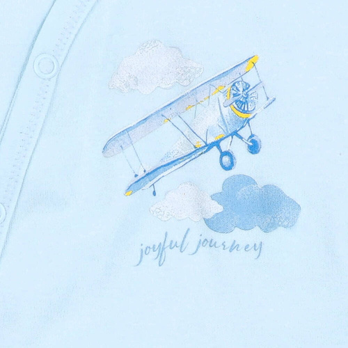 Body kopertowe z bawełny organicznej Samoloty Nini błękitny