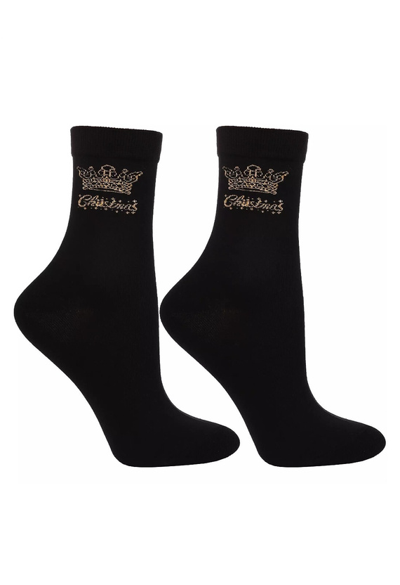 Skarpety CSLS450-001 Moraj czarne– świąteczne skarpety w pudełku z połyskiem