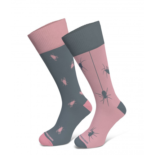 Mucha Pająk Skarpety długie finest cotton dwie różne Sesto Senso różowy