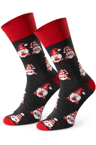 Steven Art.136 melanż grafitowy 174– męskie skarpety świąteczne, kolorowe wzory, bawełniane