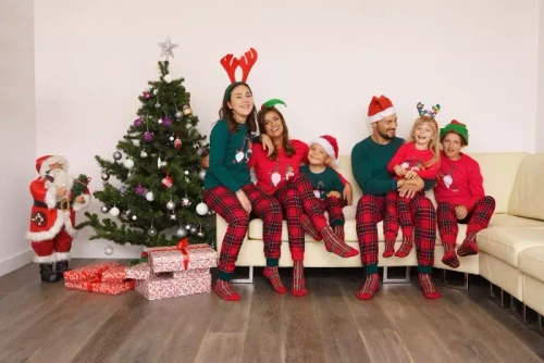 Piżama Męska długi rękaw, długie spodnie Narwik Italian Fashion - zielony/druk