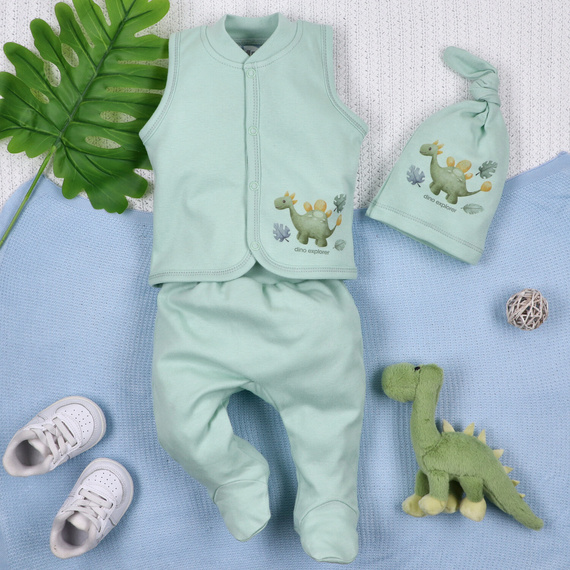 Nini Kamizelka Dino Explorer – organiczna bawełna, kamizelka dla niemowląt