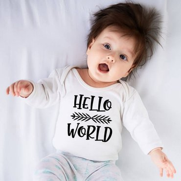 "Hello World" body długi rękaw Moocha biały