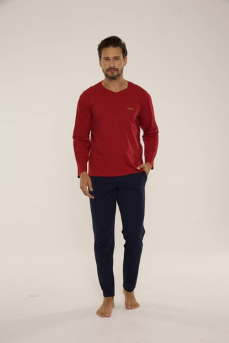 Piżama Męska 683 Kevin De Lafense - bordo- granat