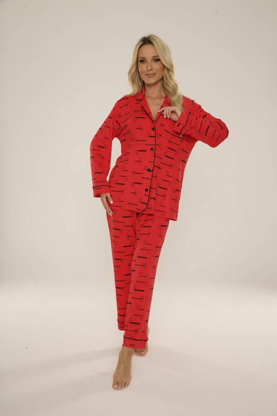 Piżama Damska 718 Madeleine Cat Love Forex - czerwony