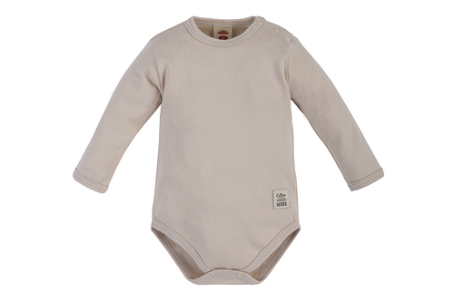 Body niemowlęce z długim rękawem "Giraffe" Makoma gładkie beżowy 