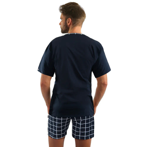 Bawełniana piżama męska, krótki rękaw i spodenki 2024/01 Sesto Senso - granatowy
