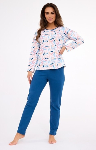 Amelia Cornette 392/451 – piżama damska bawełniana, kolorowe listki