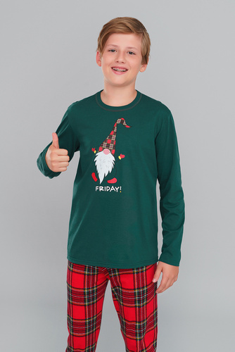 Piżama dziecięca Narwik talian Fashion- czerwony/druk 