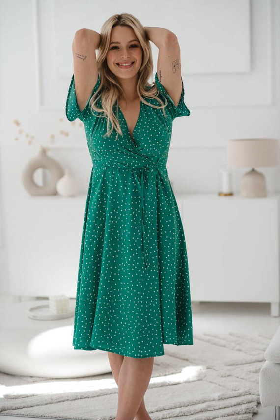 Sukienka do karmienia krótki rękaw Milk Shake Milk&Love zielona w groszki