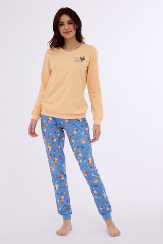 Piżama damska 467/373 Owls Cornette pomarańczowy