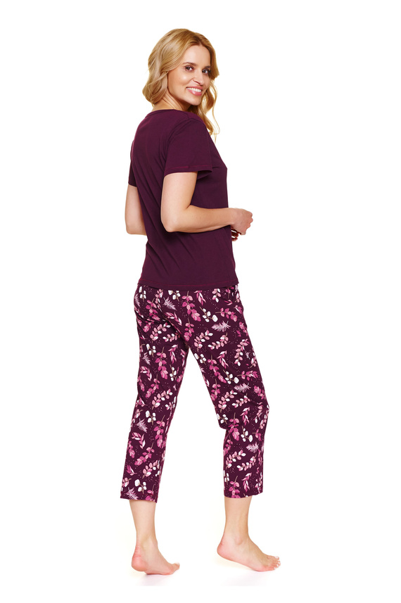 Piżama plus size Doctor Nap 7267 – 100% bawełna | Krótki rękaw, spodnie 3/4 - burgundy