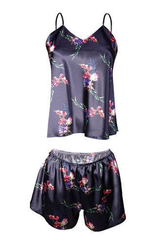 Komplet piżama damska Flowers  DKaren -DK-KK 9 granatowy