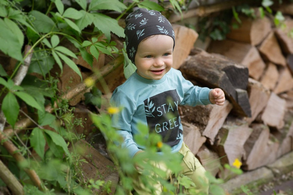 "Stay Green" Czapka Pinokio - grafit druk