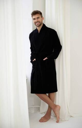 Szlafrok Męski bawełniany 3067 Taro - czarny