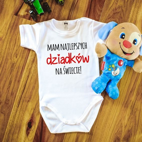 Body krótki rękaw "Mam najlepszych dziadków na świecie!" Moocha białe