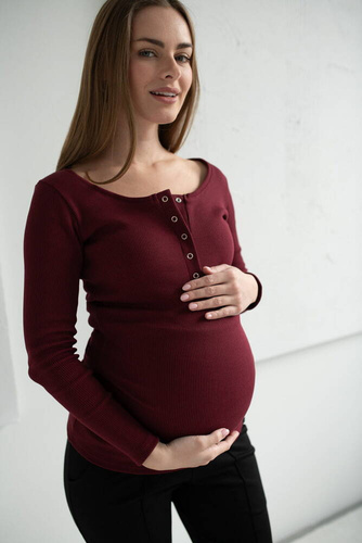 Bluzka ciążowa i do karmienia Tummy Milk&Love bordowy