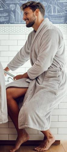 Szlafrok męski Matteo ByShelly - jasny szary