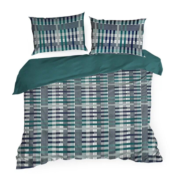 Pościel satynowa liście Nika 47 Eurofirany turkusowy