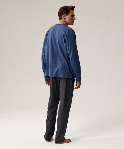 Bawełniana piżama męska NMP-389 Atlantic – długi rękaw, komfort i styl na co dzień