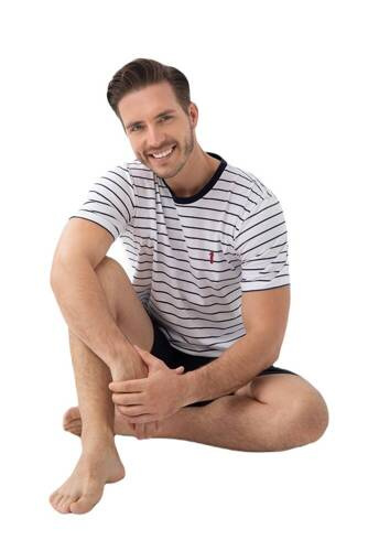 Piżama męska krótki rękaw, spodenki 808 Luna - granatowy