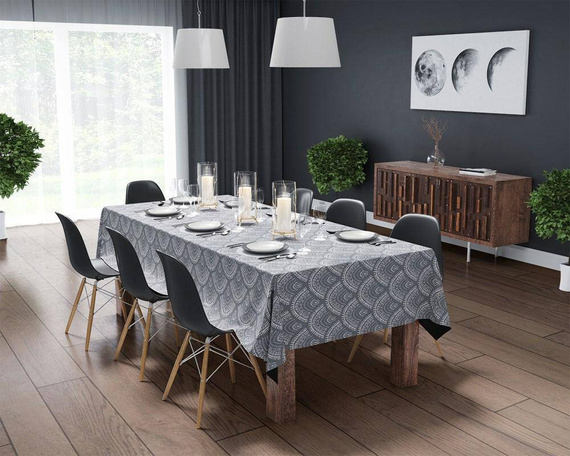 Obrus dekoracyjny 4133 A Panama 98 Detexpol szary biały rozety