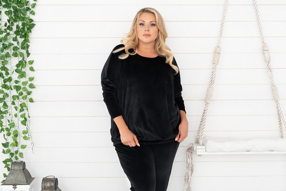 Komplet Damski dł. rękaw, dł. spodnie Juga Italian Fashion czarny