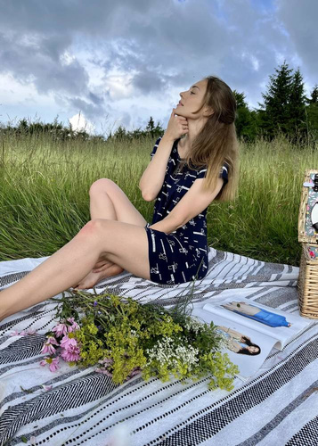 Koszula Nocna 660 Cat Love Forex - granatowy