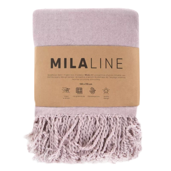 Koc pleciony z frędzlami Akryl 4 Eurofirany różowy