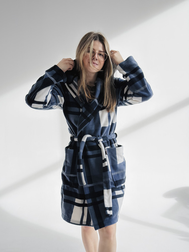 Szlafrok Kocyk 031 De Lafense – miękki polarowy szlafrok dla kobiet, które kochają przytulność, niebieski