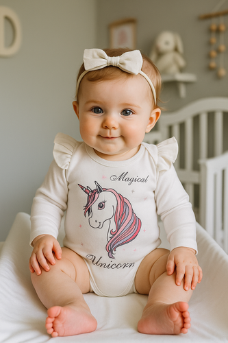 "Unicorn" Body z długim rękawem Terjan - biały