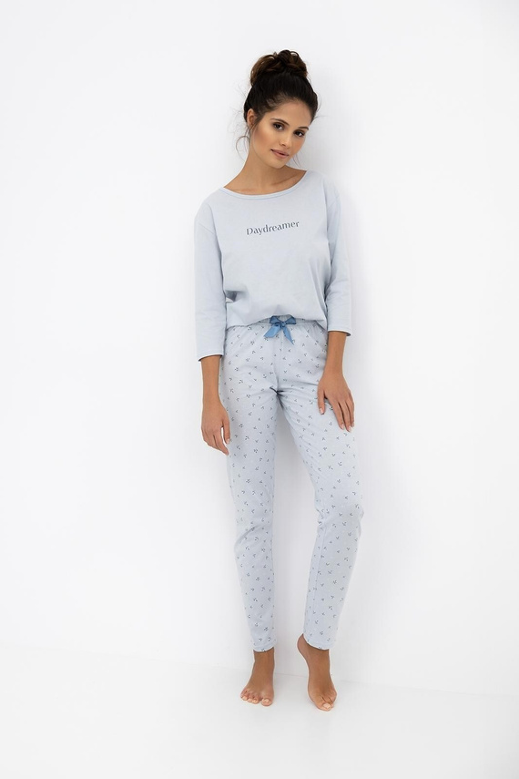 Sensis Daydreamer 3/4 – bawełniana piżama damska z koszulką i wzorzystymi spodniami