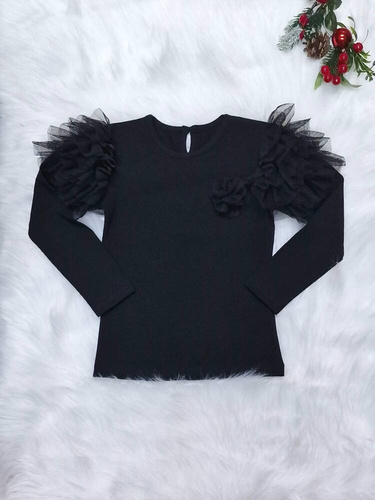 Bluzka dziecięca długi rękaw Carmen Bambarillo czarny