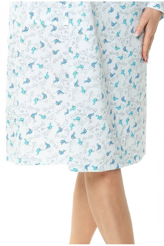 Koszula nocna 86565 Anna z rozpinanym dekoltem Mewa biały-turkus