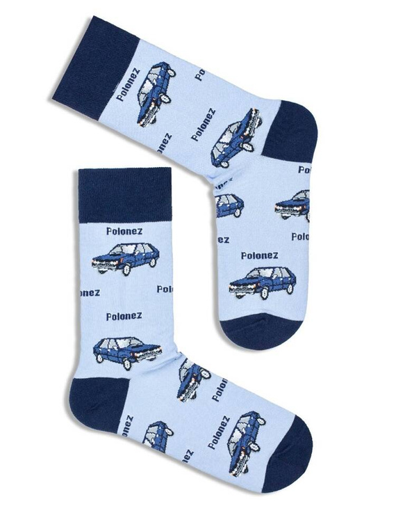 Skarpety męskie Milena 0125.059 Polonez – wzorzyste i wygodne, Niebieski 