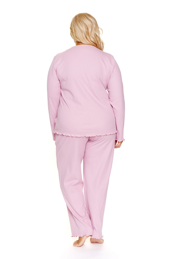 Doctor Nap 7326 – Piżama plus size 100% bawełna | Długi rękaw, luźne spodnie - papaya