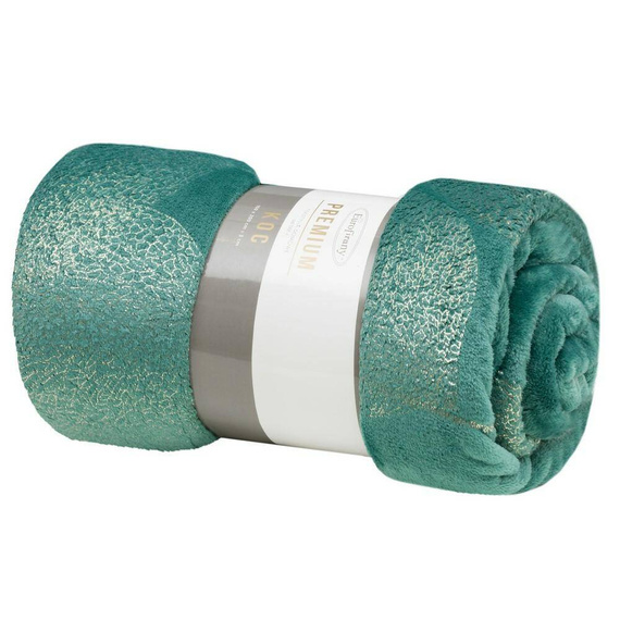 Koc narzuta z mikrofibry z błyszczącym nadrukiem liści Ginko 2 Eurofirany miodowy