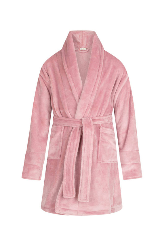 Szlafrok dziecięcy polarowy Princess + korona ByShelly - brudny róż/srebrny