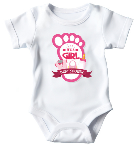 Body dla dziewczynki "Baby Shower" krótki rękaw Moocha biały