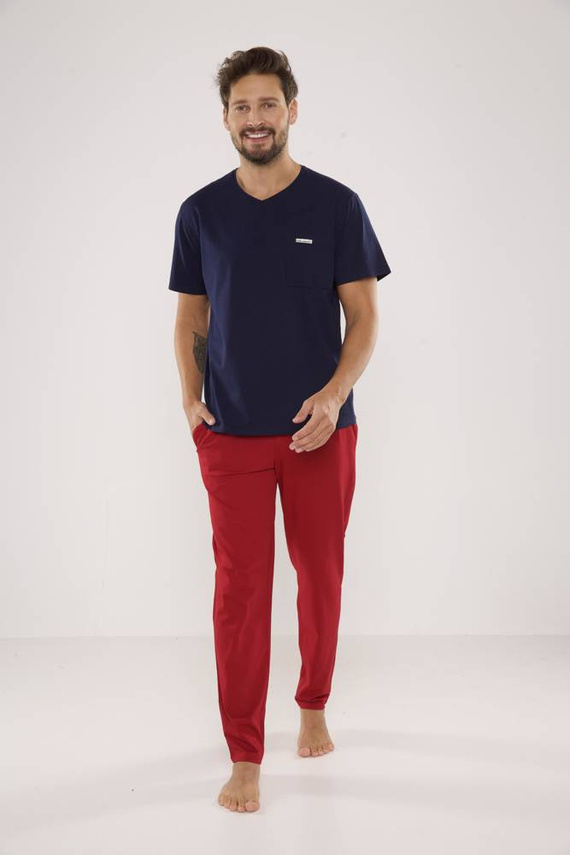 Piżama Męska 624 Kevin De Lafense - granat-bordo