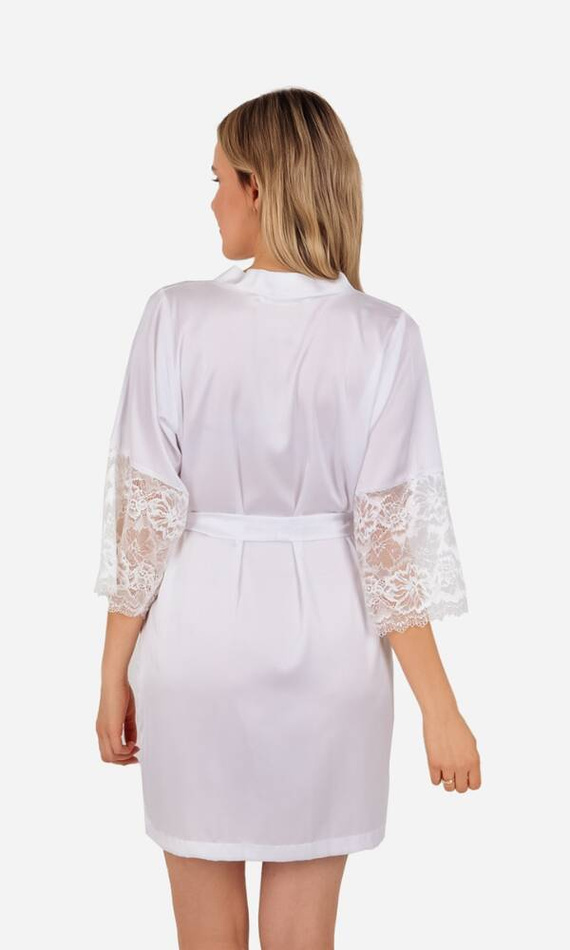 Szlafrok damski satynowy Carin ByShelly - biały