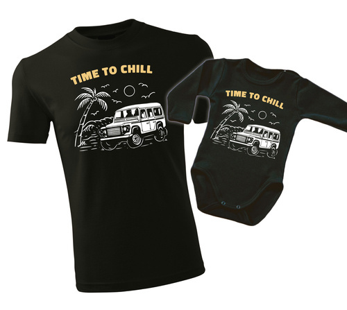 Komplet dla taty i syna " WAKACJE – TIME TO CHILL" koszulka + body Moocha