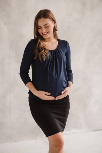 Bluzka ciążowa i do karmienia z rękawem 7/8 Kangaroo Milk&Love granatowy