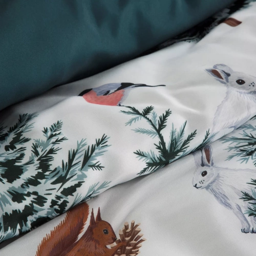 Rolland Eurofirany Pościel świąteczna z mikrowłókna – zielony zdobiona uroczym nadrukiem