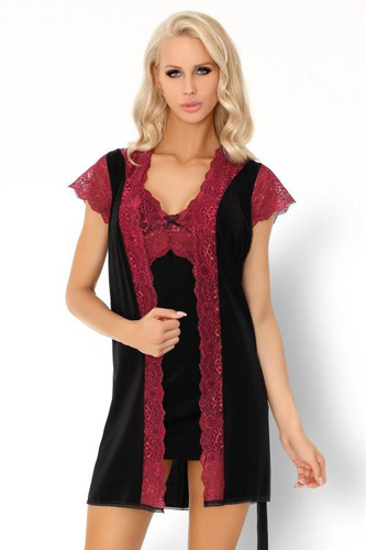 Szlafrok damski Kumiko LC 90428 Pink Rosses Collection LivCo Corsetti