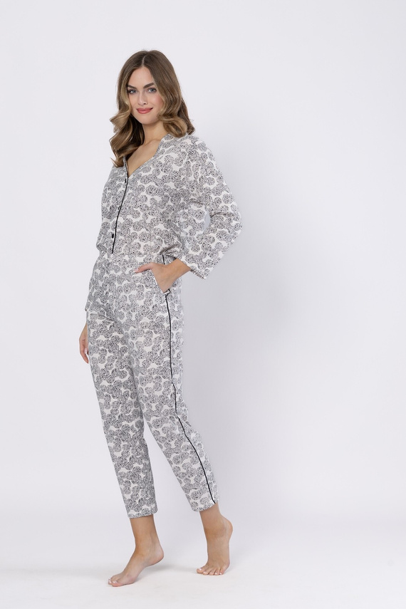 Piżama damska Bronia 1609 Leveza – czarna, dwuczęściowa, elegancka