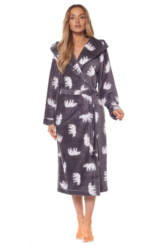 Długi Szlafrok Damski 2126 Winter L&L - grafit