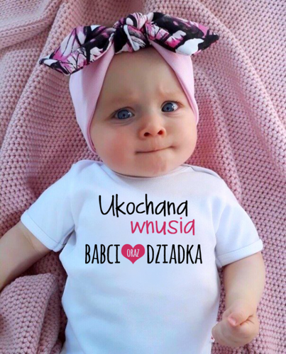 Body krótki rękaw "Ukochana Wnusia babci i dziadka" Moocha białe